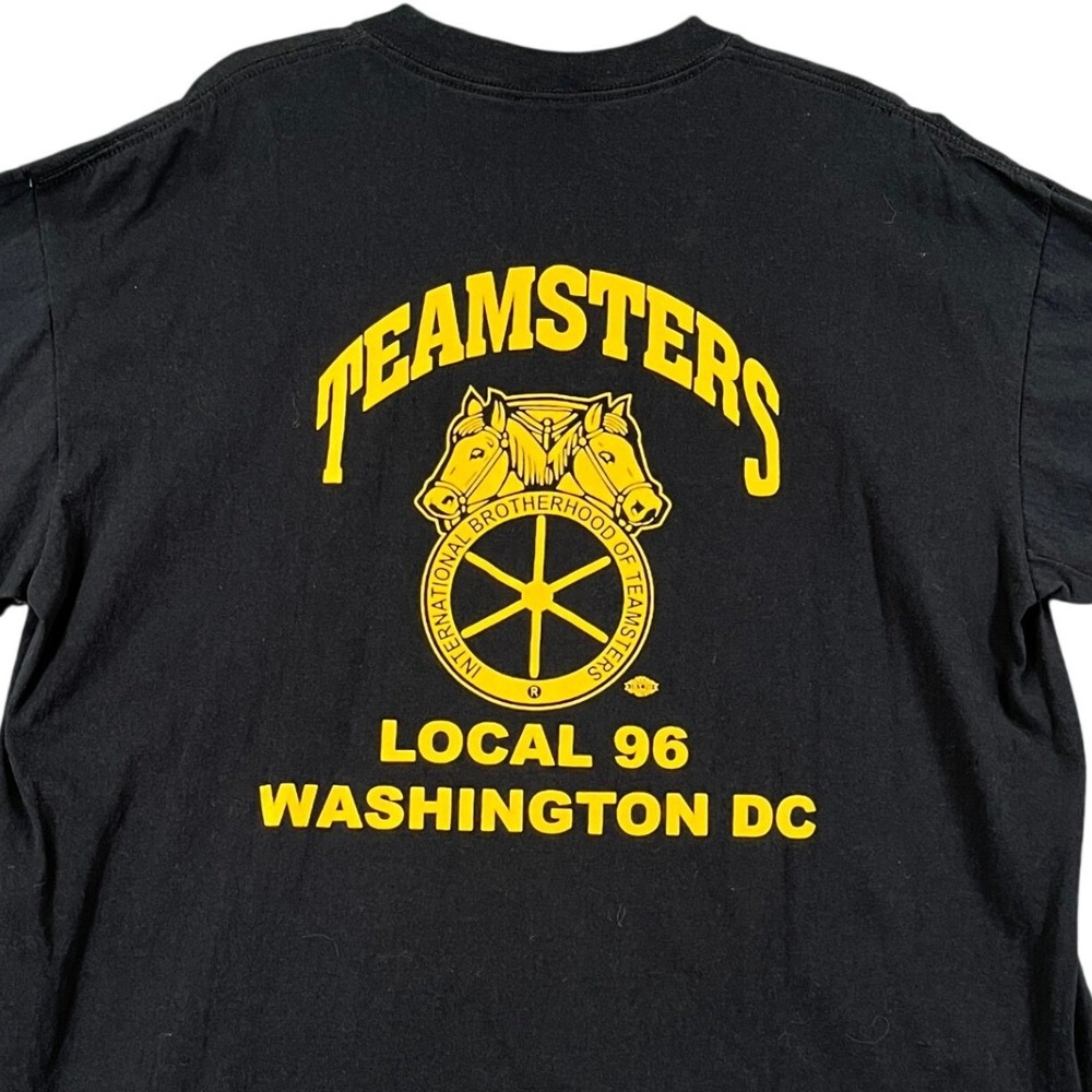 Vintage 90s Washington DC Teamsters Local 96 Shirt Men 2XL Black Pocket USA Made